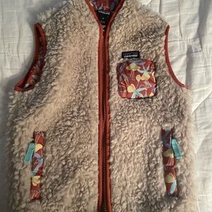 Patagonia Kids Fleece Vest with Patterned Trim